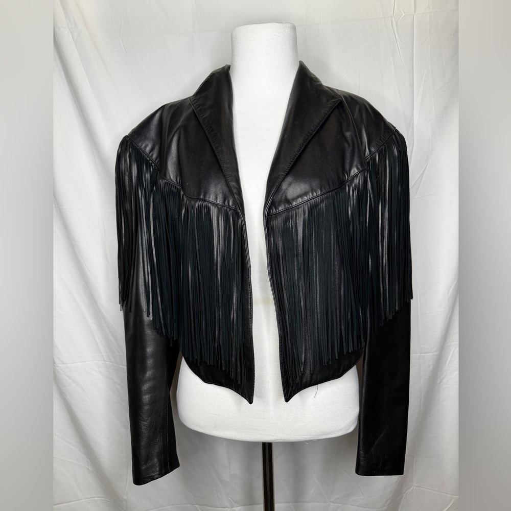 Continental Leather Fashions Black fringe jacket